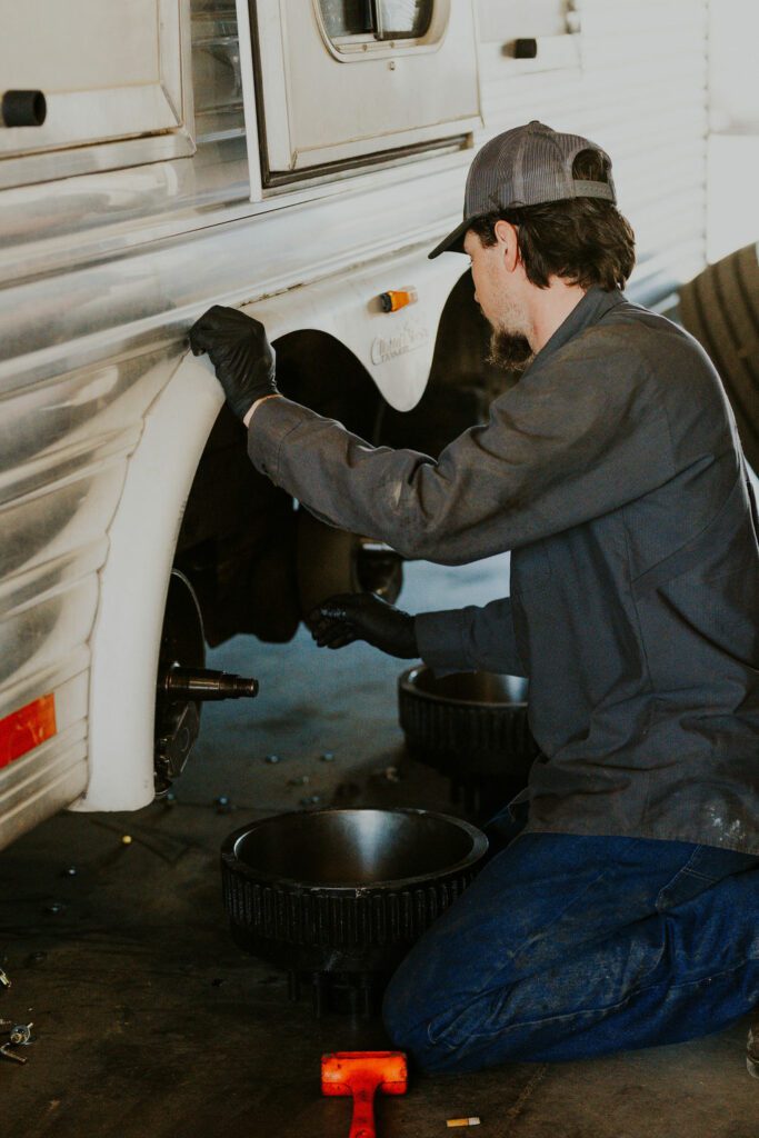 Axle repair at Pinnacle Trailer Sales in Colorado